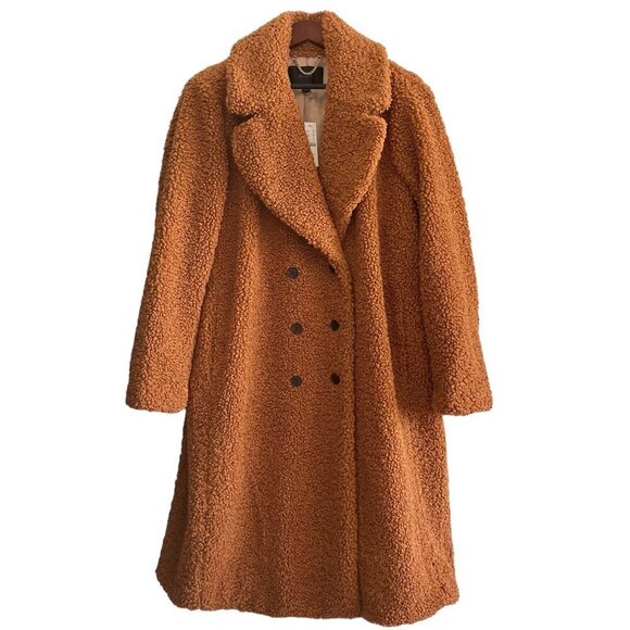 J CREW Double Breasted Teddy Sherpa Topcoat Coat Adobe Clay Brown NEW! - Picture 8 of 13